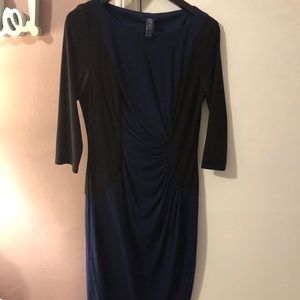 Black and blue twist side dress